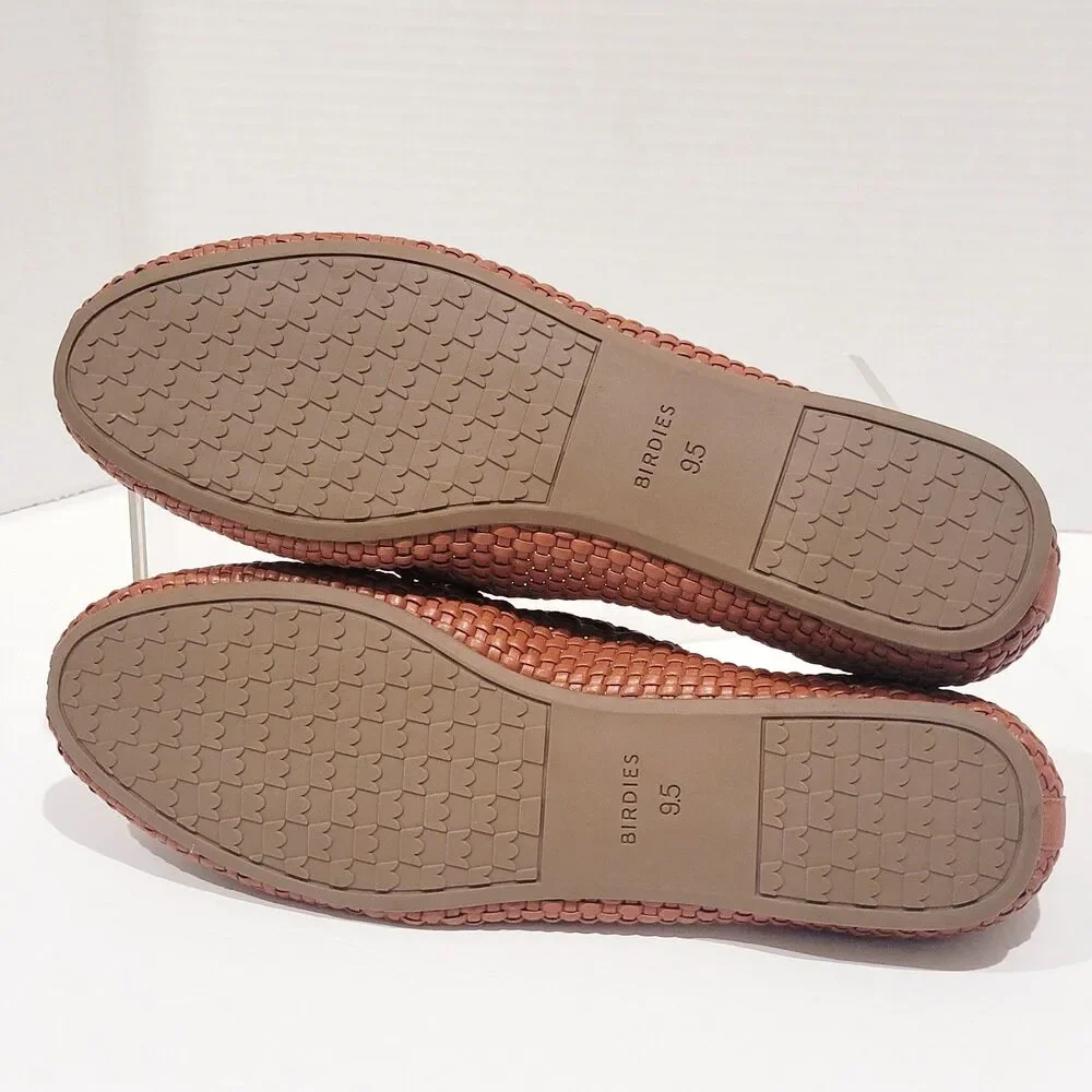 Birdies The Starling Cognac Woven Flats Womens Size 9.5 Slip On Brown Loafers